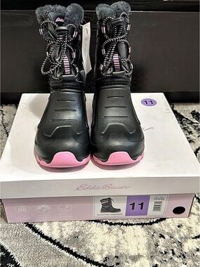Eddie Bauer Kids Winter Boot Black & Pink Boots US 11